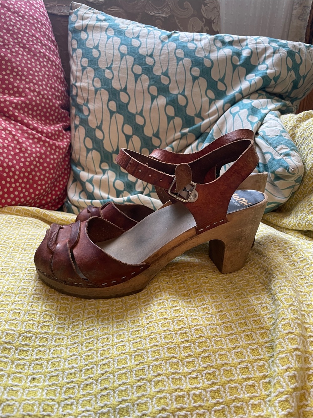 Swedish Hasbeens Sky High Peep Toe Clog Sandals